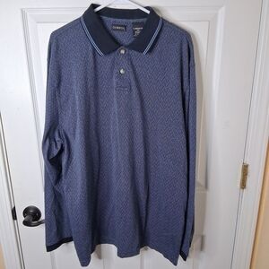 George Navy Long-Sleeve Polo Knit Shirt